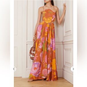 Farm Rio Embroidered Open-Back Dress